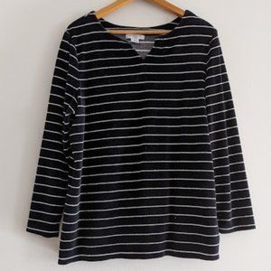 Liz Claiborne Black and Silver Striped Shirt Sz 1X